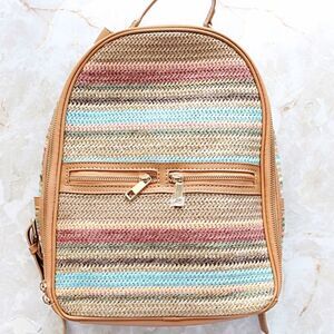NWT Tommy Bahama Multi-Colored Straw-Striped Backpack